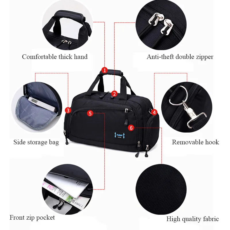 Unisex Waterproof Nylon Travel Handbag Men Weekend Shoulder Bags Vintage Casual Duffel Weekend Bag Women Overnight Packing Cubes