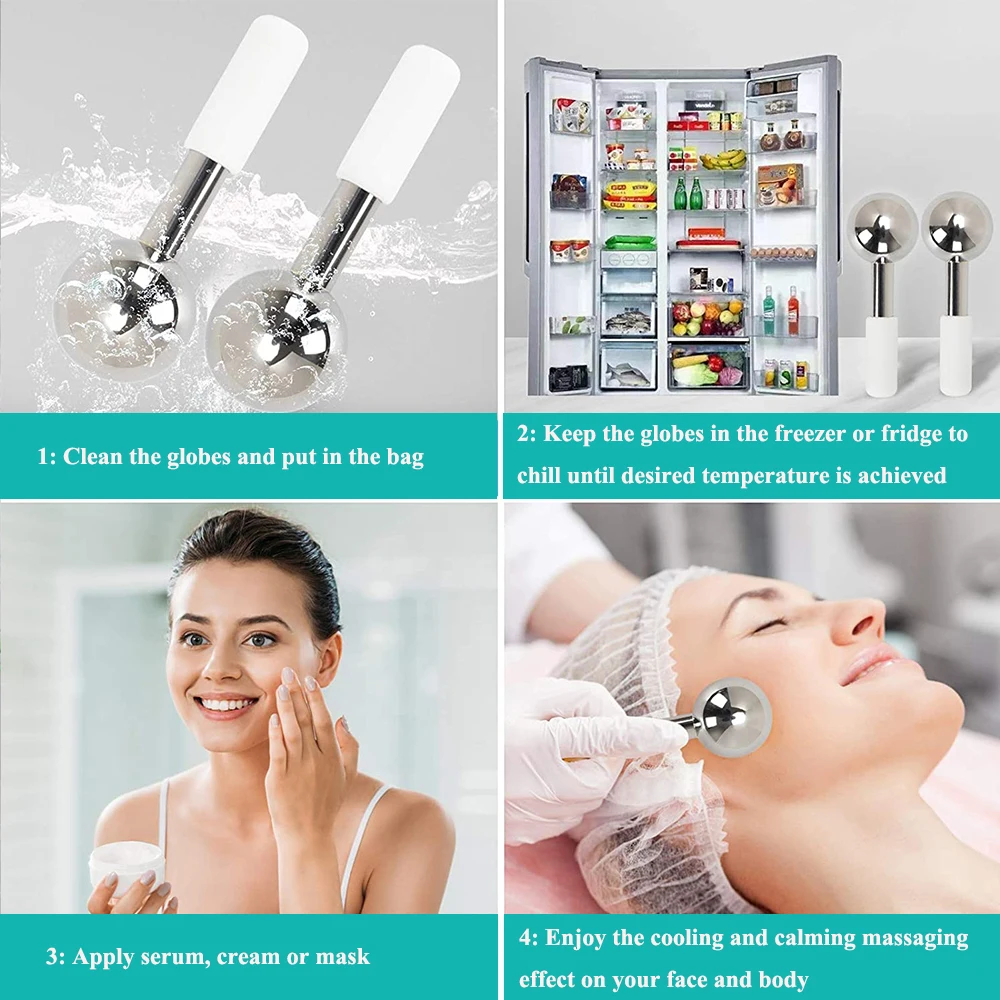 Roestvrij Staal Schoonheid Ijs Globes Gezicht Massager Cryo Massage Gereedschap Voor Body En Hals Face Lift Huidverzorging Home Spa facial Roller