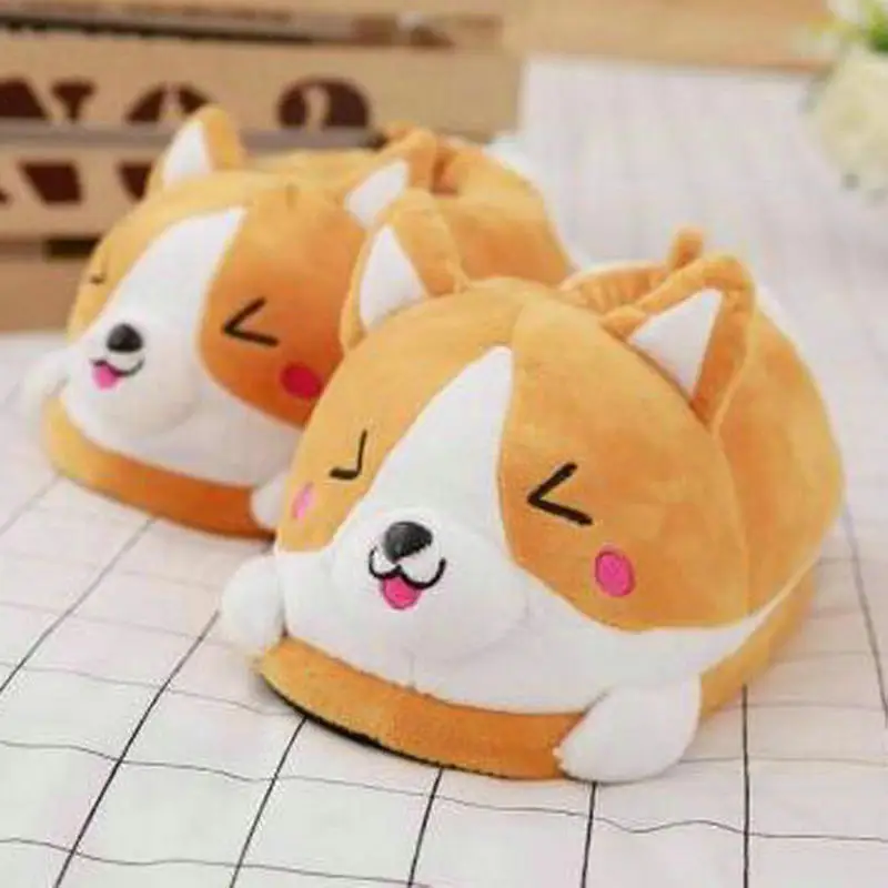 Winter Warm Indoor Foor Bedroom Koi Dog Cartoon Cute Plush Keji Slippers Home Slip Cotton Pad Shoes