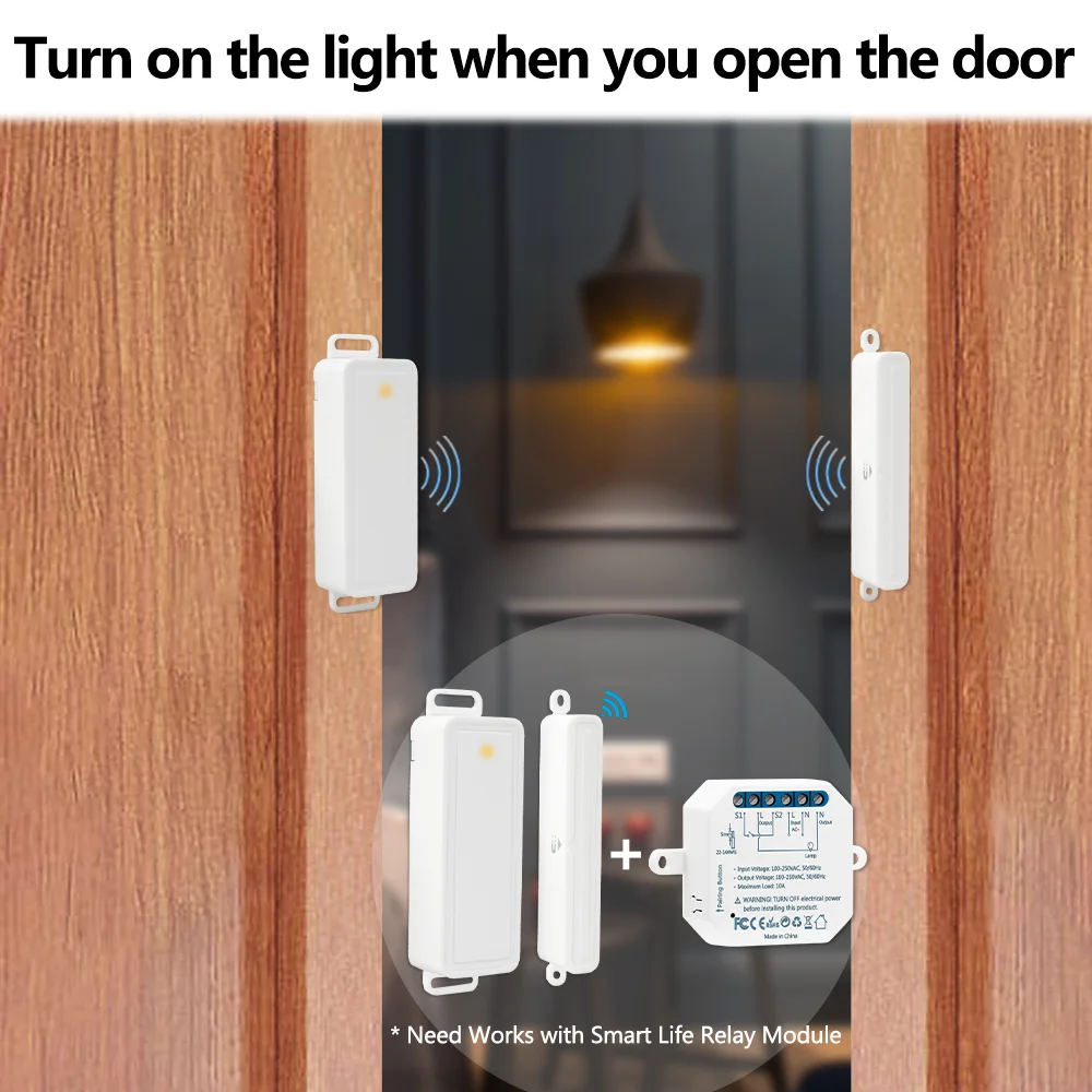 LoraTap Tuya Door and Window Sensor Smart Life App Notification Alert Open/Close Detectors Voice Control via Alexa Google Home