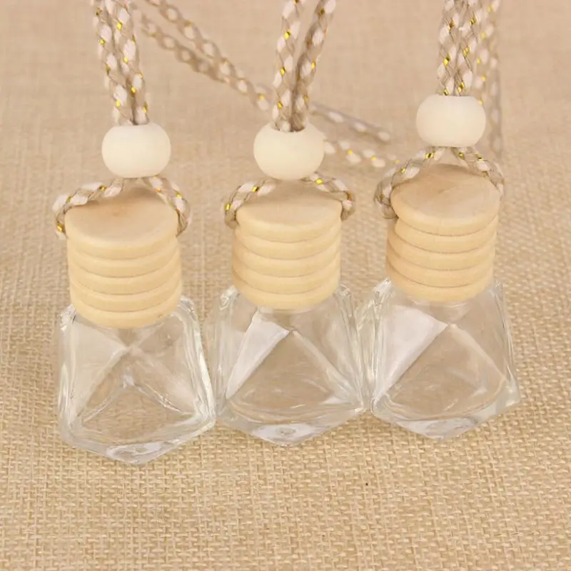 Wooden Cap Plastic Tip Glass Car Diffuser Perfume Fragrance Bottles 5ml Empty Car Diffuser Glass Container LX9235