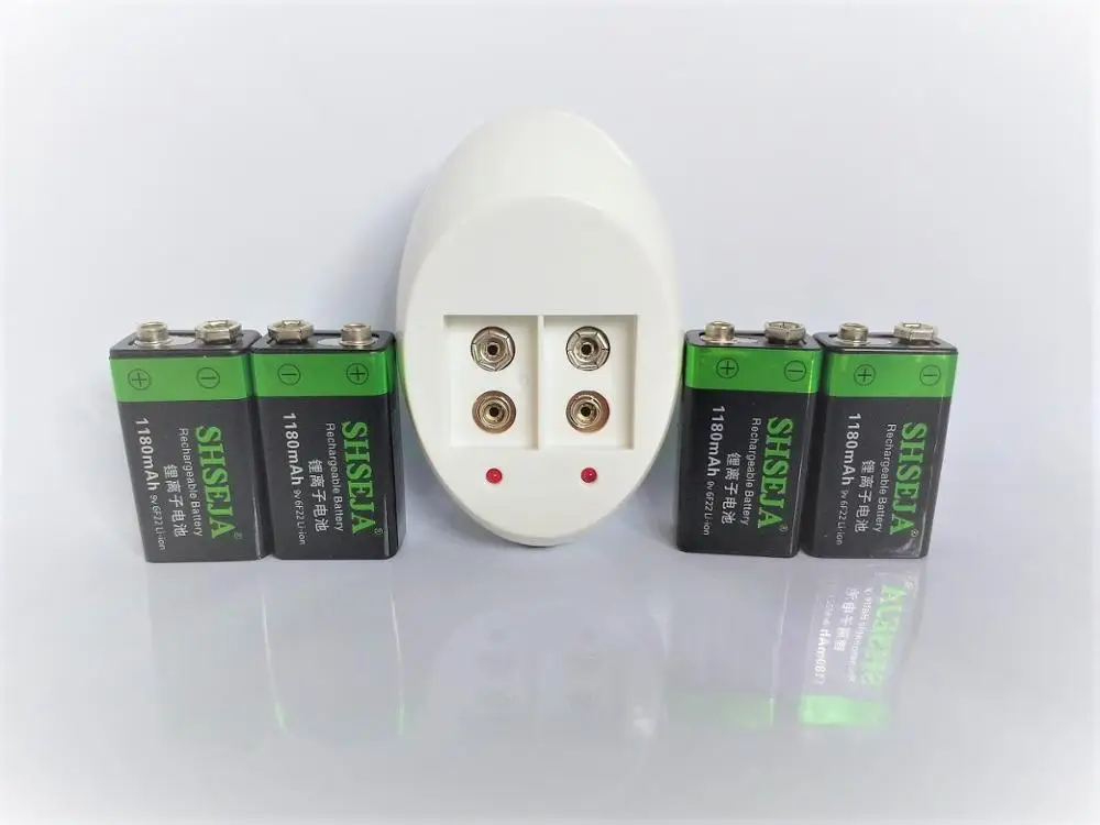 

4PCS 9v battery 1180mAh Li-ion 9 V Rechargeable Batteries +9V charger