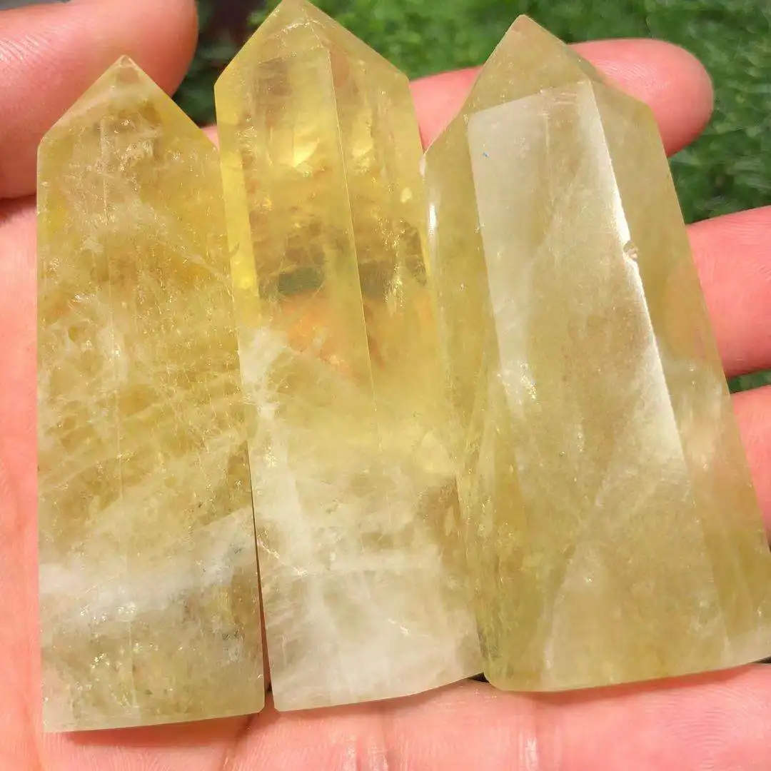 70-100mm Natural yellow quartz crystal rod point healing