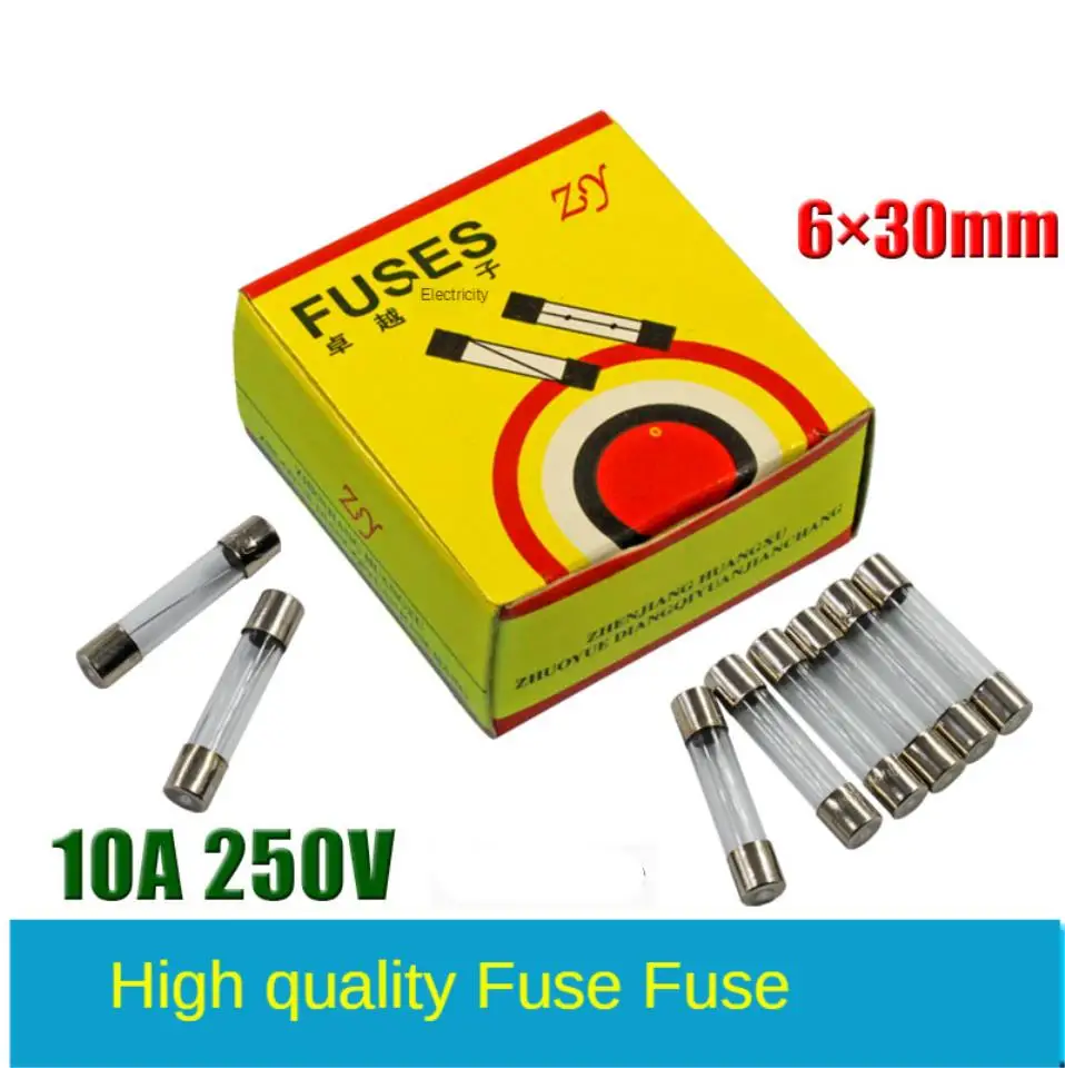 10pcs 10A 6 * 30mm Universal Size Microwave Oven Power Fuse Fuse