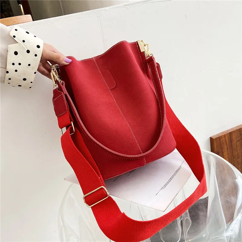 Vintage Nubuck Leather Shoulder Bags For Women Handbag Brand Designer Daily High Capacity Bucket Bag Casaul Crossbody Bags