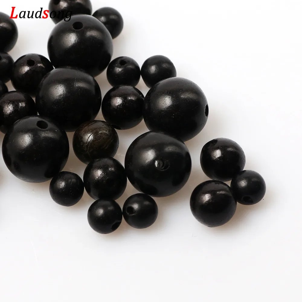 High Quality Black Natural Sandalwood Wood Beads 6-12mm Round Loose Beads For Jewelry Making DIY Bracelet Beaded Accessories