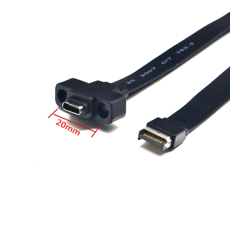 

USB3.1 baffle cable TYPE-E Male to type-C front C female chassis PCI bit wire short 10Gbps flat cable 0.3m 0.5m 0.8m