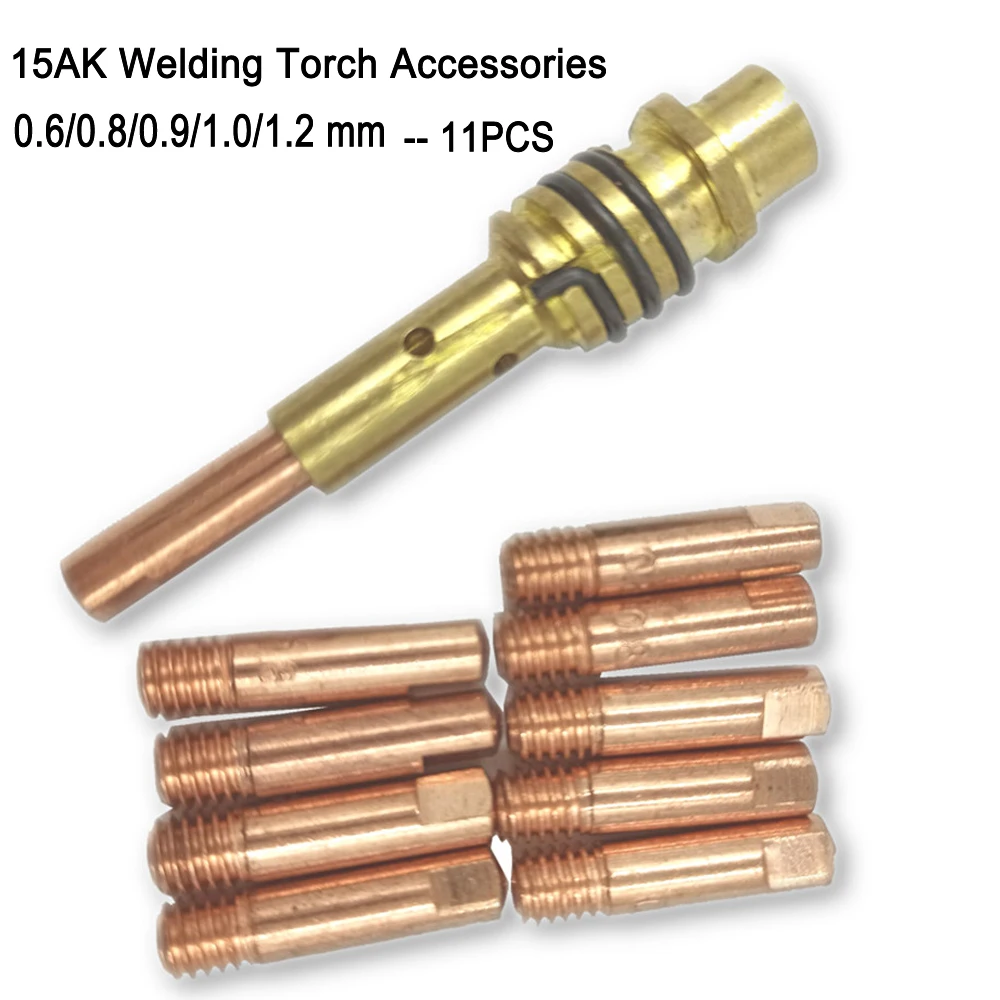 15AK Nozzle Iron Attachment for Binzel Torch with Gun Consumables Electrode Mb15ak Acsess MIG Welding Machine 11pcs/Set