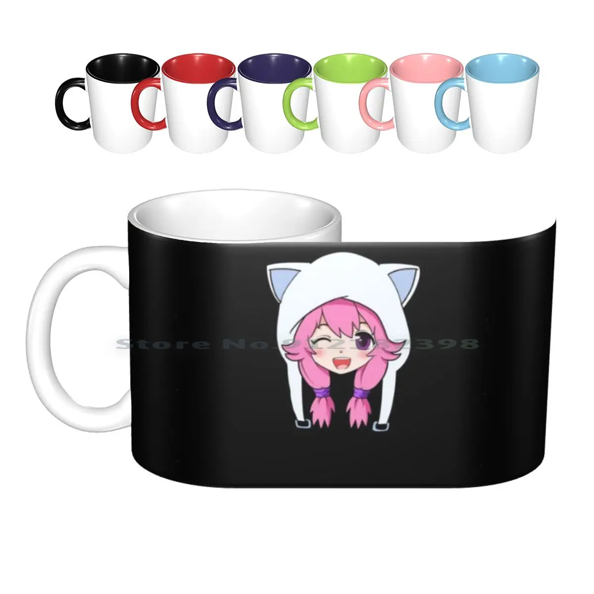 Anime Face Girl Ceramic Mugs Coffee Cups Milk Tea Mug Anime Manga Sailor V Sailor Venus Food Noodles Chibi Kawaii Cute Creative