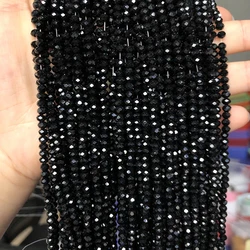 Faceted Black Crystal Glass Beads Loose Spacer Rondelle Beads For Jewelry Making DIY Bracelet Necklace 4/6/8/10/12mm Wholesale