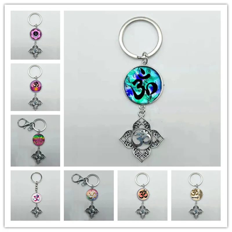 Filigree OHM OM AUM Buddha Lotus Pendant Keychain, Buddhism, Yoga Keychain