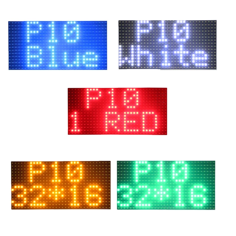 P10 Semi-outdoor Red/Green/Yellow/White/Blue Color LED Display Panel 320mm x 160mm 32x16 Pixels LED Display Module