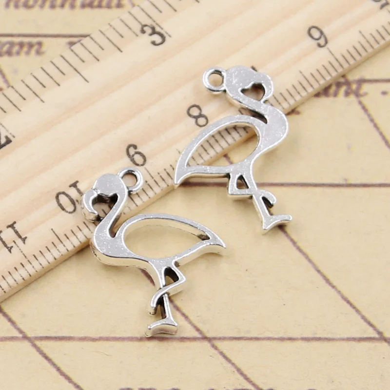 10pcs Charms Single Stand Crane Flamingo 24x17mm Tibetan Silver Color Pendants Antique Jewelry Making DIY Handmade Craft