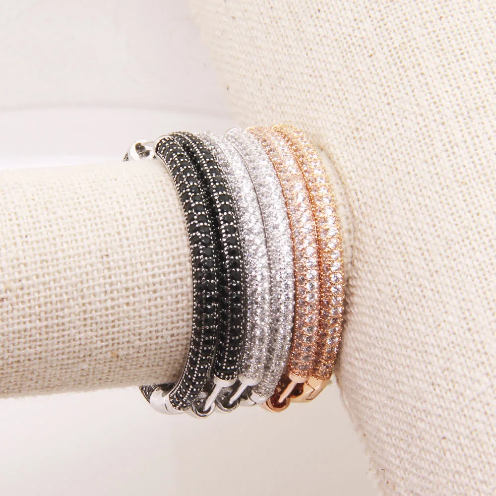 هيمستون الفضة ارتفع الذهب اللون كامل معبد أسود أبيض زركونيا الكريول هوب أقراط ، رومانسية مجوهرات هدية للنساء TS 126EX