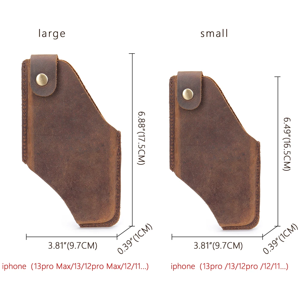 WESTAL Cellphone Mens Belt Bag Crazy Horse Leather Waist Bag Phone Pouch High-quality Wallet Phone Case