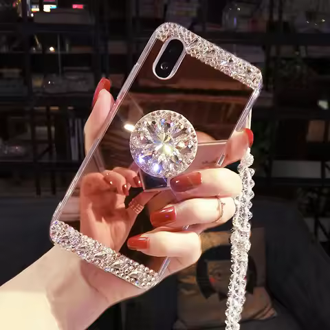 Mirror Case For Samsung Galaxy A72 A52 A32 5G A22 A12 A21 S20FE S21FE S23FE S24FE A73 A53 A13 5G Crystal Bling Case Cover