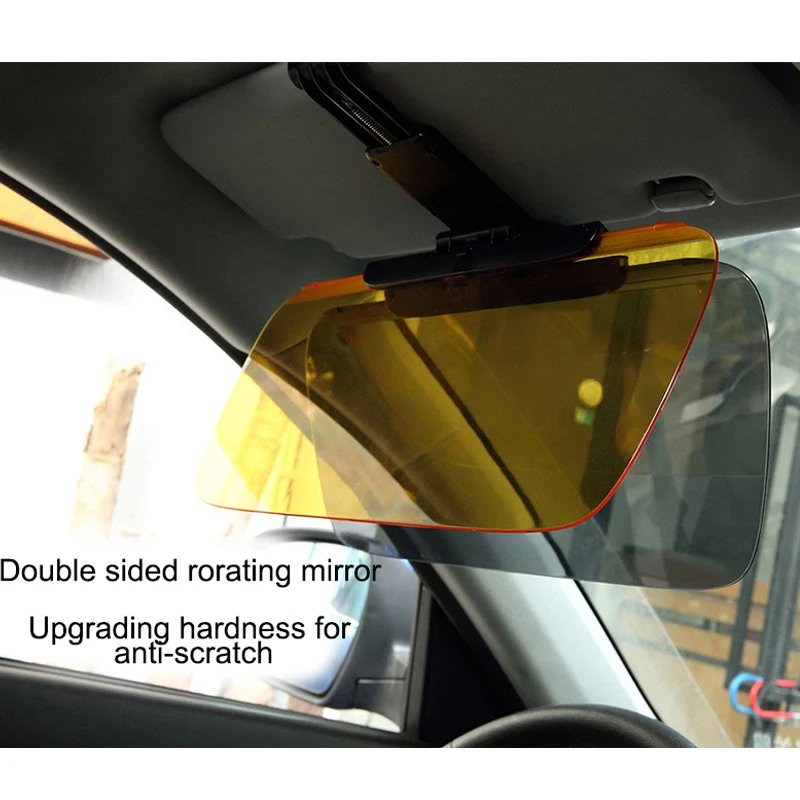 Car Big Sun Visor HD Dazzling Goggles Driving Fold Flip Down Mirror Spring clip  Day Night Anti-dazzle Clear View Visor