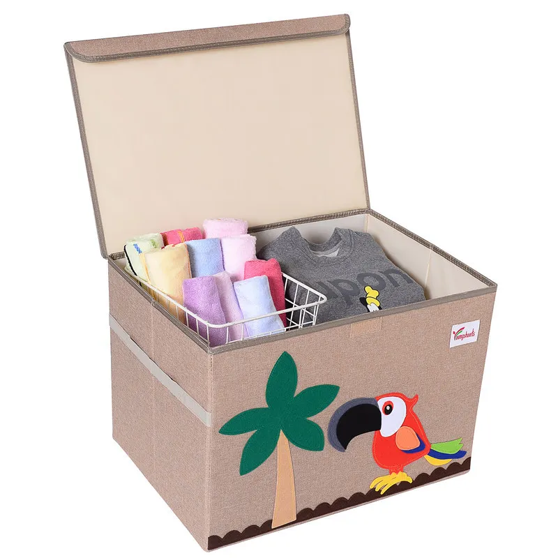 Cute Cartoon Folding Baby Storage Box with Handle Toy Organizer Household Goods Sundries Basket - Children\'s Toy Container