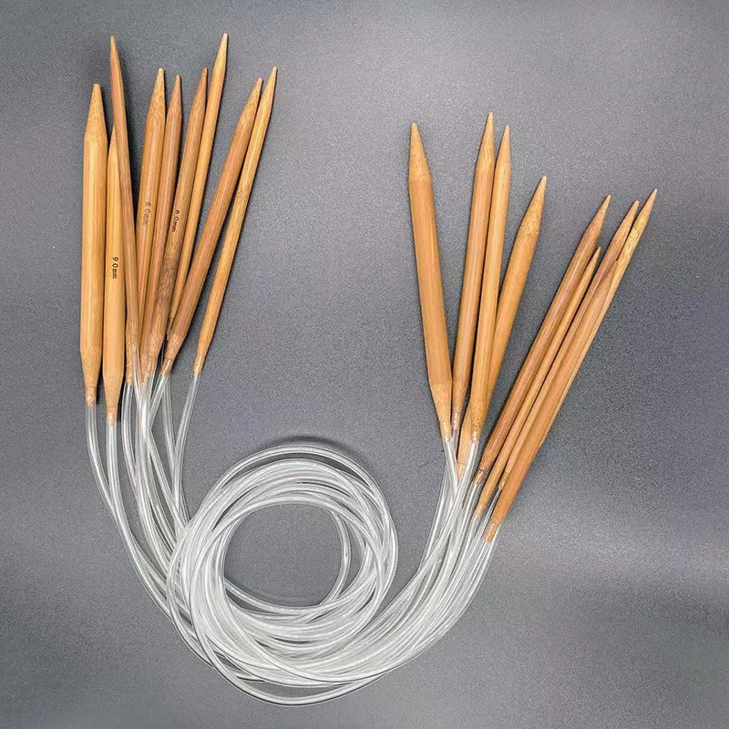 80/120cm Crochet Hooks Circular Knitting Needles DIY Double Cusp Soft Tube Bamboo Circular Sewing Needles Knitting Tools 2-10mm