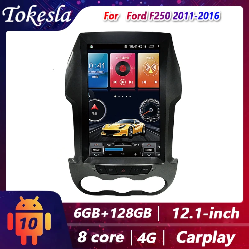 Tokesla Car Audio For Ford F250 Radio 2 Din Android Tesla Screen Stereo Receiver Central Multimedia Dvd Video Player Navigation