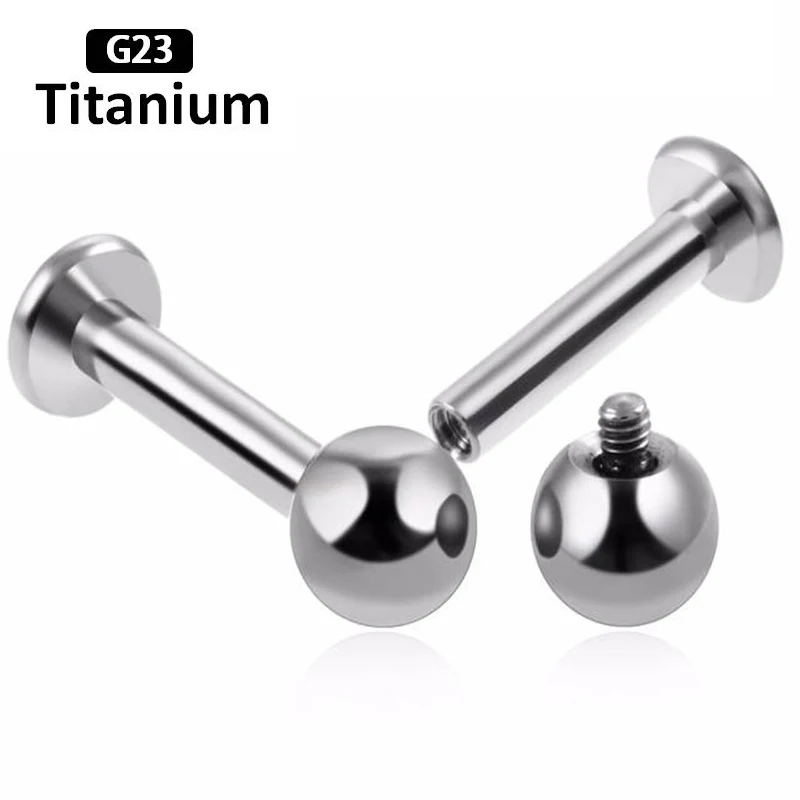 1PC G23 Titanium Labret Piercing Internally Threaded Ear Cartilage Studs Lip Rings Nail Fashion Lobe Body Piercing Jewelry 16G