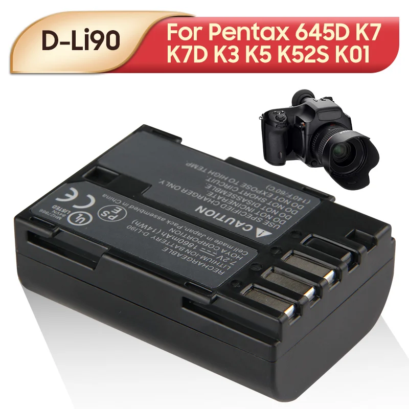 

Original Replacement Camera Battery D-Li90 For Pentax 645D K7 K7D K3 K5 K52S K01 Camera Battery 1860mah