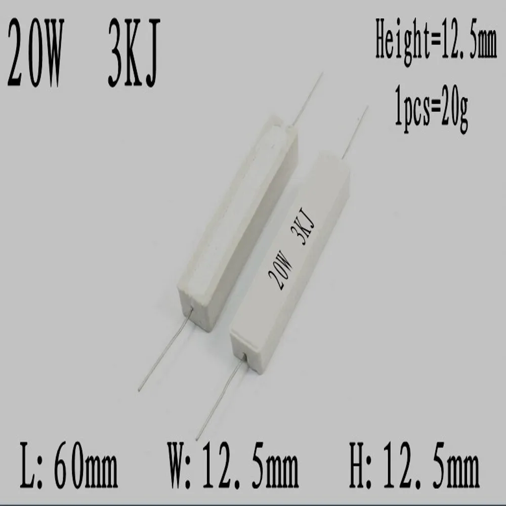 10Pcs 20W 5% Cement Resistor Power Resistance 0.1~10K 1R 2R 3R 4R 5R 6.8R 8R 0.1R 4.7R 330R 510R 68R 10R 100 1K 1.5K 2K 10K ohm – Detail 16