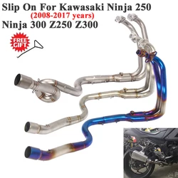 Full System Motorcycle Exhaust Muffler Escape For Kawasaki Ninja 250 300 Z250 Z300 2008 - 2017 Modified Front Middle Link Pipe