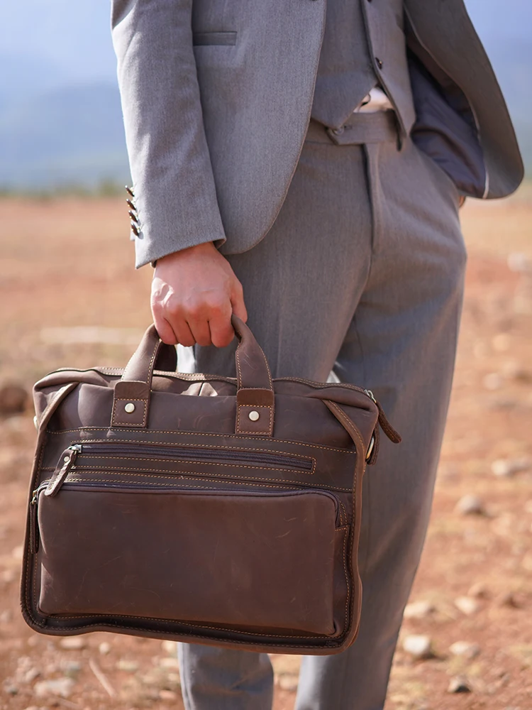 Imagem -06 - Luufan Maleta de Couro no Case do Rolamento Mala de Viagem Bolsa de Negócios para o Portátil 15.6 17 Polegada Couro Real dos Homens de Alta Qualidade