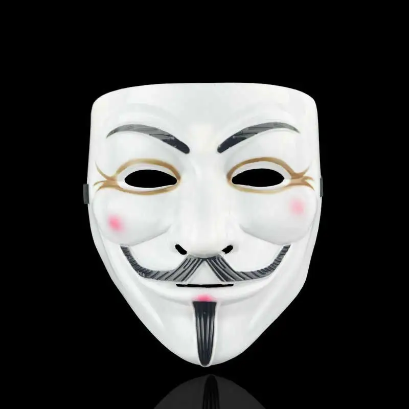 Hot Movie V For Vendetta Mask PVC Mask Cosplay Full Face Film Theme Vendetta Mask Hacker Halloween Grimace Masks Supplies Toys