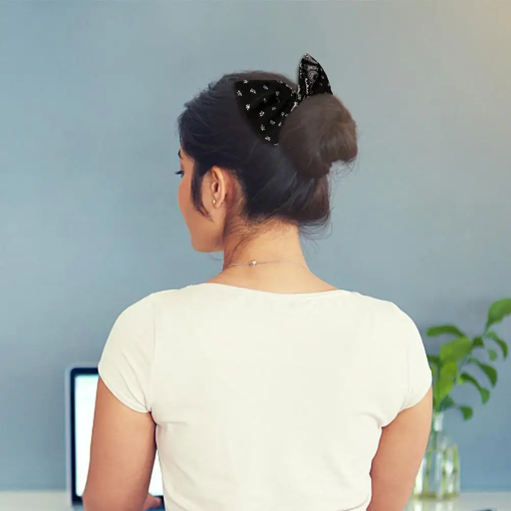 Deft Bun Women Knotted Print Maker Hairstyle Tools French Twist Donut Bun Hairpin Maker Hair Bands Retro Elegant Bowknot