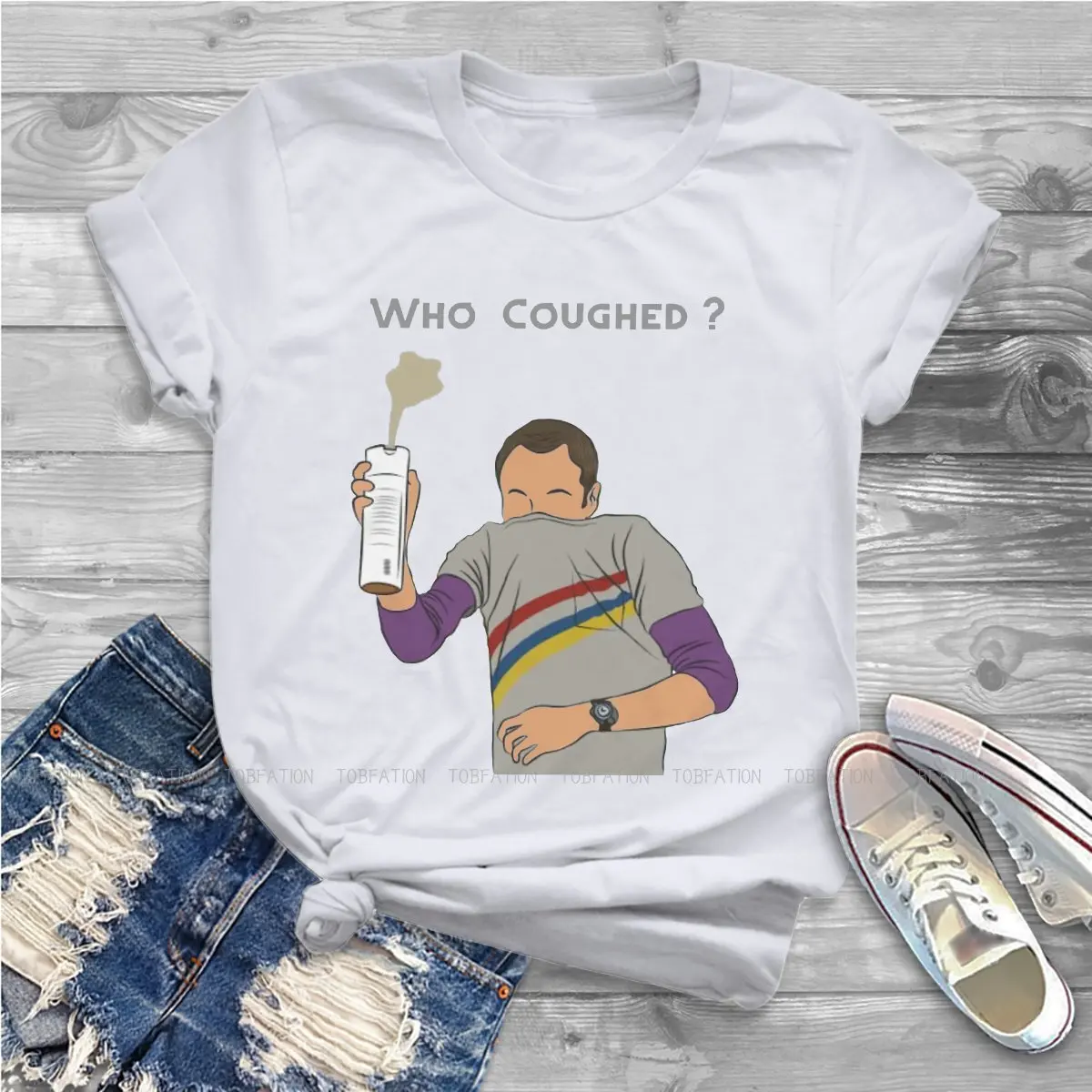 Sheldon Who Coughed Female Shirt The Big Bang Theory Humor TV Sitcom Large Vintage Women Tshirts Harajuku Casual Feminine Blusas