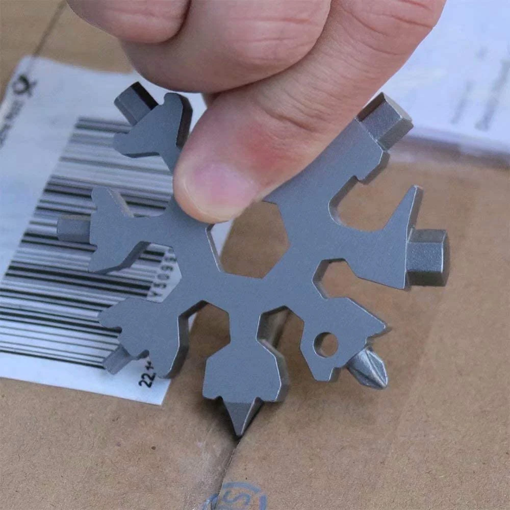 Imagem -05 - Chave de Parafuso Chave Sextavada Snowflake Camping Key Ring Outdoor Pocket Tool Ferramentas Saca-rolhas para Reparação 18 em 1