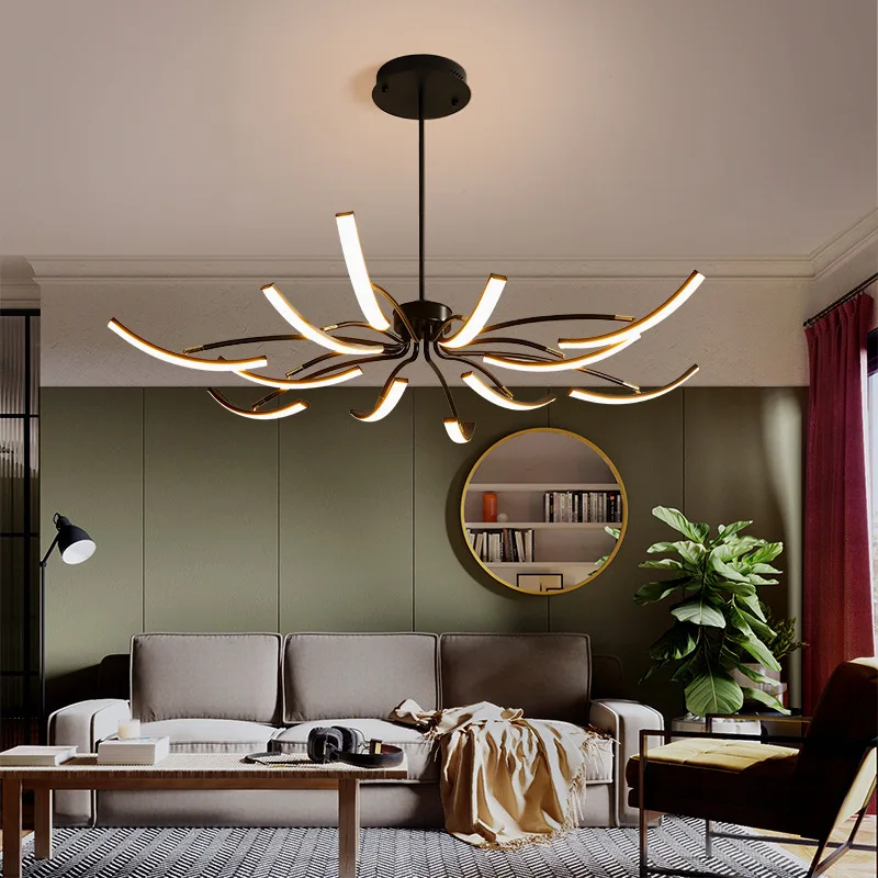 

LED Chandeliers Living room lamp White/Black simple modern personality creative Nordic chandelier living room bedroom led lamps