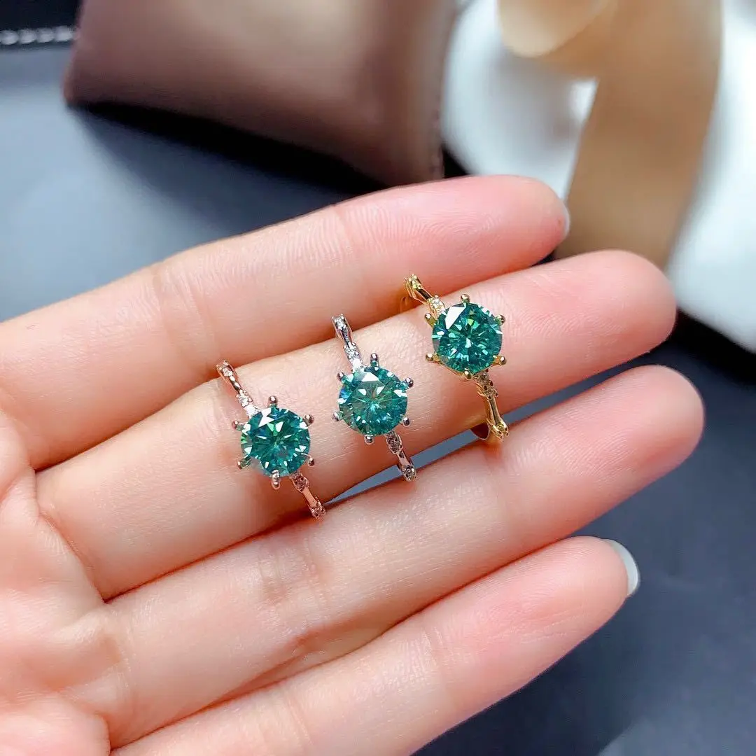 2021 new vintage Green Crystal rhinestone rectangular oval chain plated metal ring for women's Party jewelry