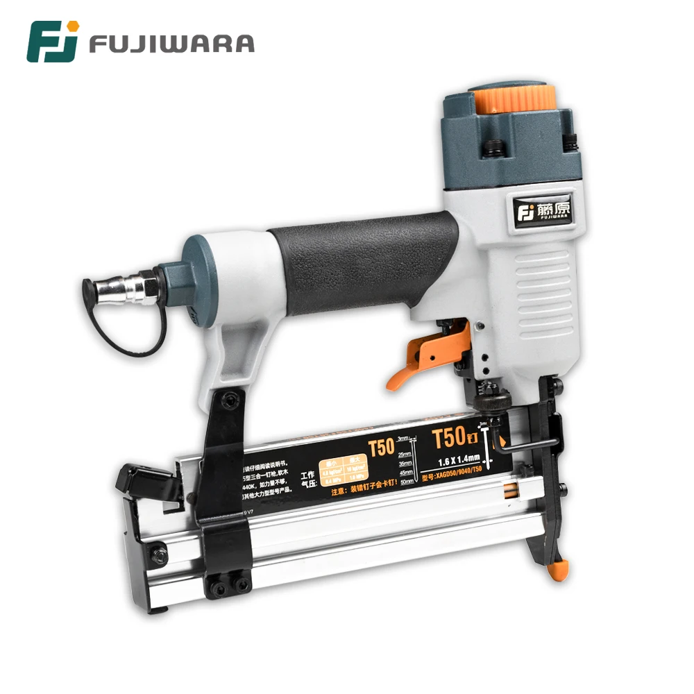 FUJIWARA 3-in-1 Carpenter Pneumatic Nail Gun 18Ga/20Ga Woodworking Air Stapler F10-F50, T20-T50, 440K Nails Carpentry Decoration