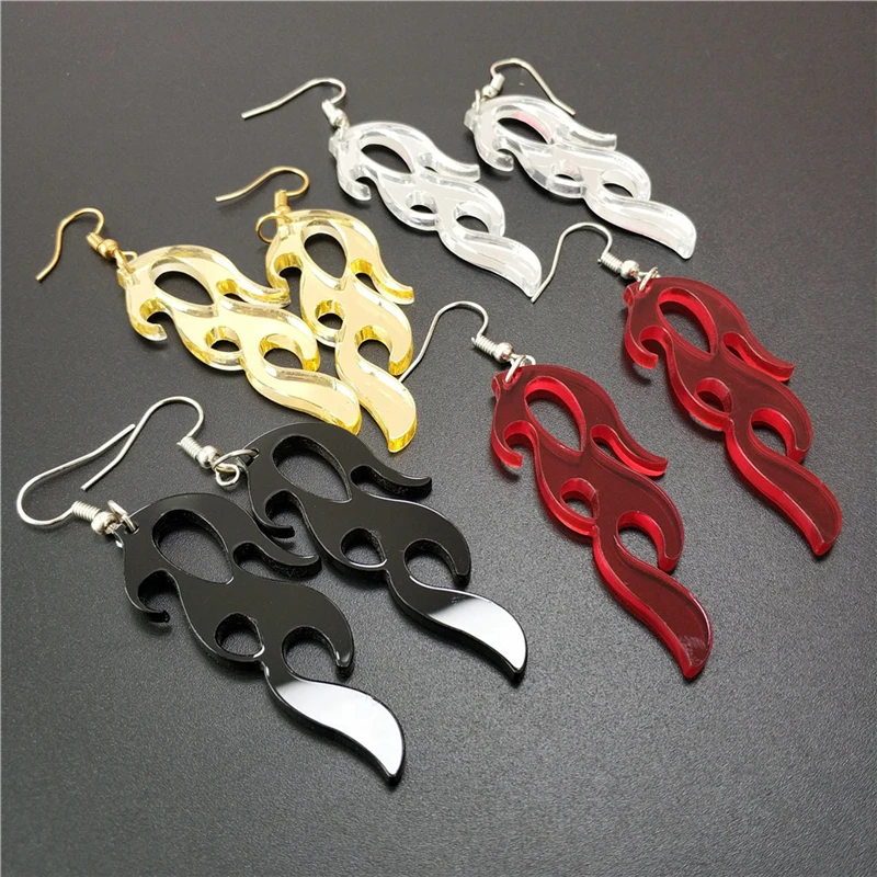 KUGUYS Classic Flame Earring for Women Acrylic Party Jewelry Night Club Accessories
