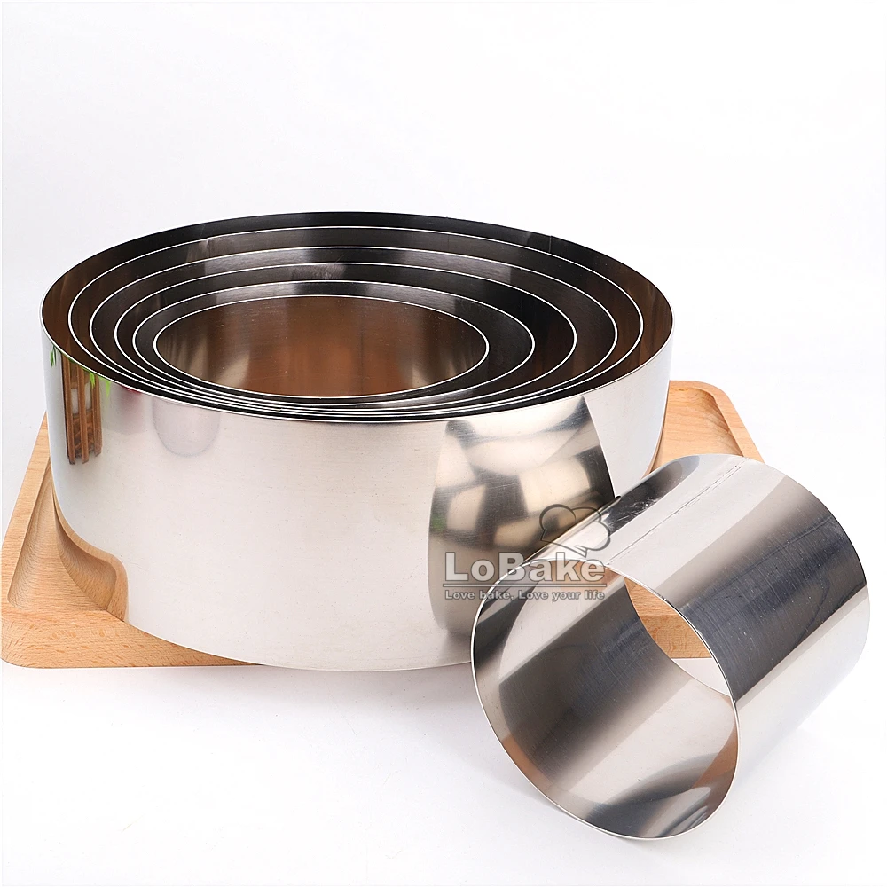 

10cm height 4, 5, 6, 7, 8, 9, 10 inches smooth round circle 304 stainless steel mousse ring mold layer wedding cake molds DIY