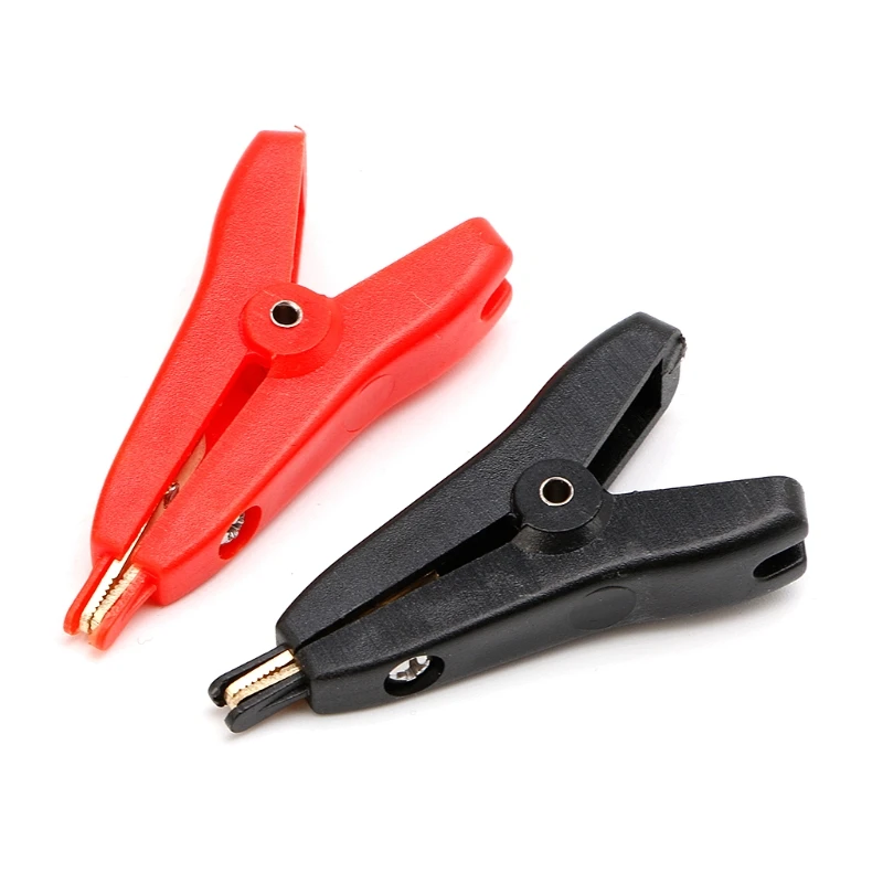 2PCS Copper Plated Alligator Clip Two-level Test clip Four-Clamp LCR Kelvin Max Open Length 25mm Black+Red