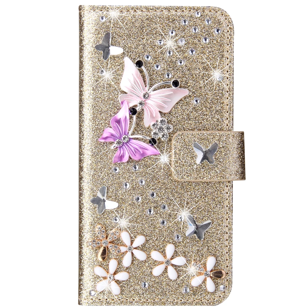 Luxury Glitter Flip Leather Wallet Case For Huawei P30 P40 Pro Psmart 2019 2021 Case