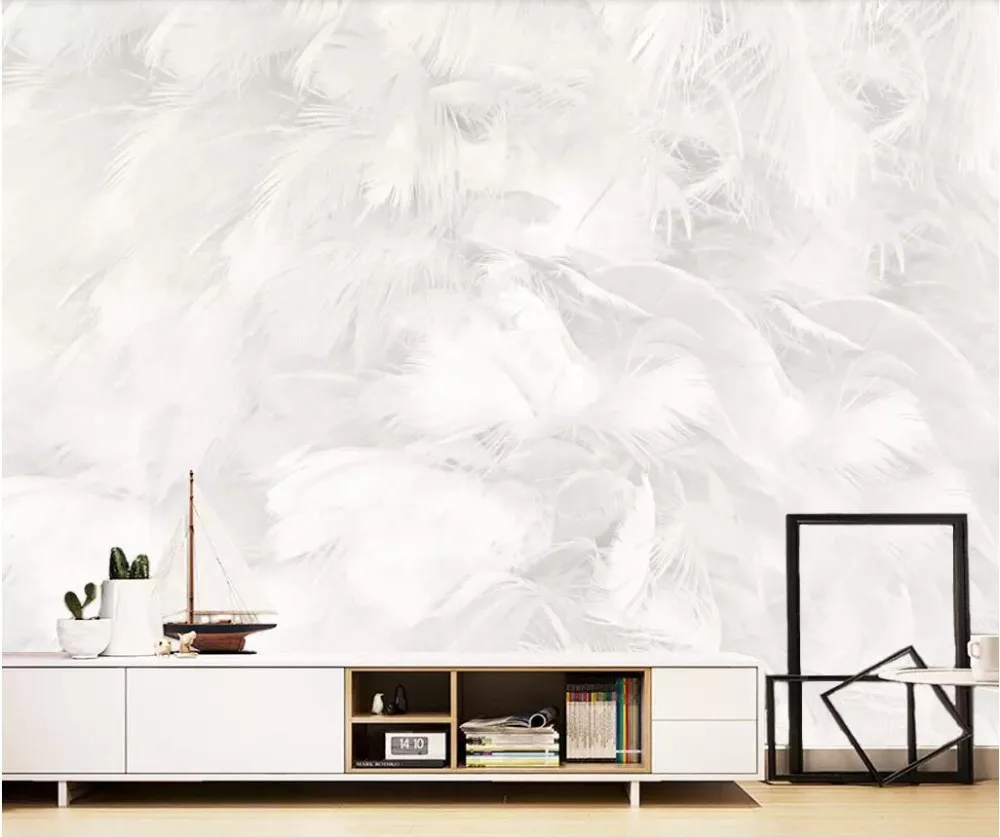 Custom wallpaper photo mural modern abstract pure white feather living room Decorate 3d wallpaper papel de parede