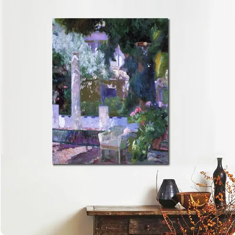 Hand Painted Oil Paintings For Home Decor Joaquin Sorolla Bastida Canvas Artwork Rose Bush At Garden Landscape Art High Quality