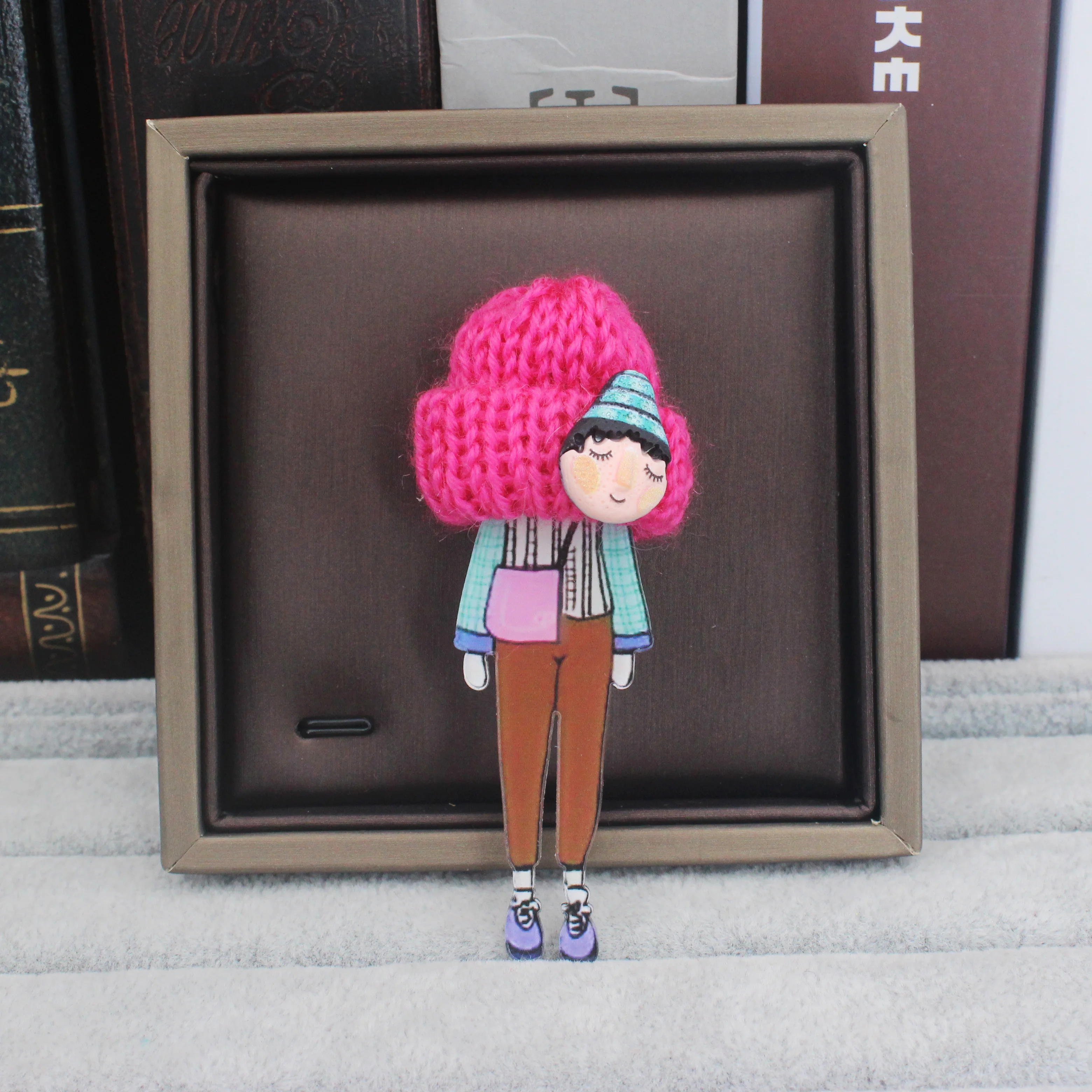 Girl Cute Brooch Wool Hat Badges Big Handmade Fashion Lovely Funny Brooches For Woman Harajuku Style Lapel Pins Lover Mom Gifts