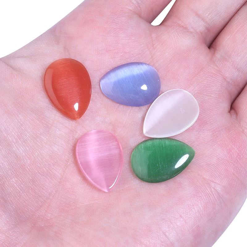 10/20/30pcs Glass Mix Color 6*8/10*14/13*18mm Cat Eye Water Drop Flatback cabochon per decorazioni di gioielli fatti a mano fai da te