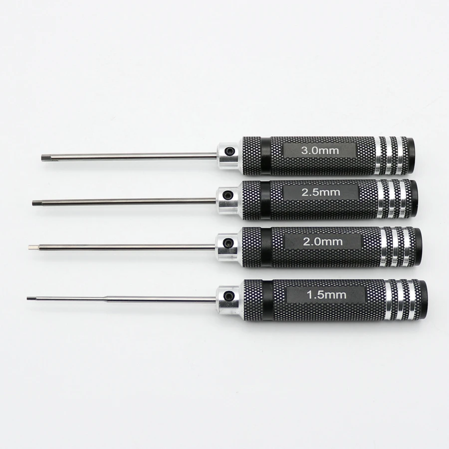 4Pcs 1.5/2/2.5/3.0mm Black Hex Drivers Allen Wrench Repair Tool Set for RC Cars