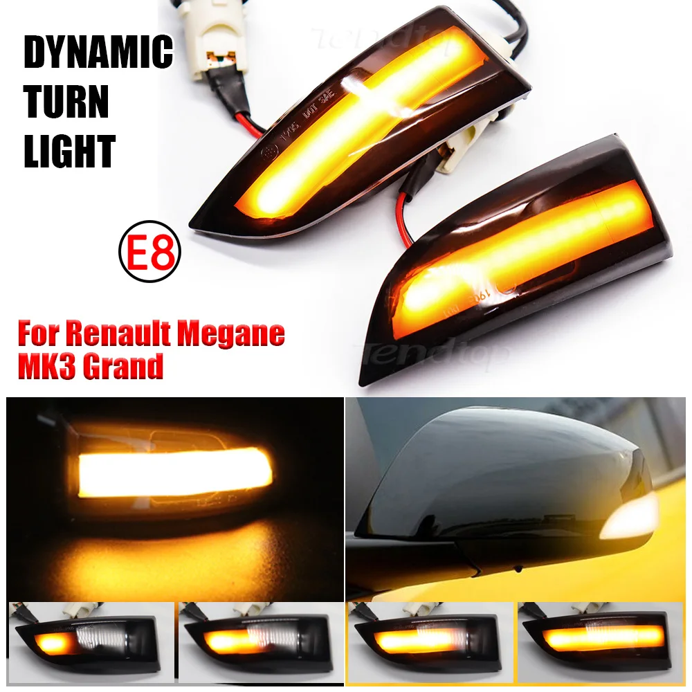 Светодиодный динамический поворотник, зеркальный последовательный световой индикатор для Renault Megane MK3, Laguna III, X91, Scenic Fluence, Latitude, сафран