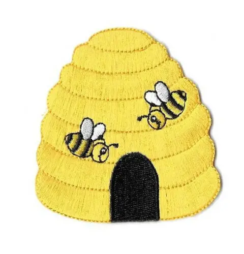 

Beehive - Bumblebee - Bumble Bee - Honey - Embroidered Iron On Applique Patch ≈7.3 cm