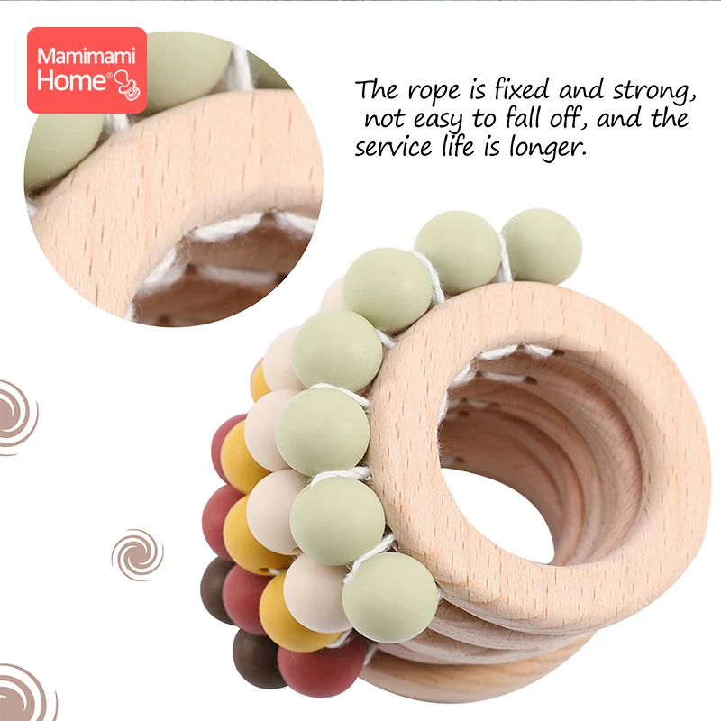 

Baby Wooden Teether Nursing Bracelets Food Grade Perle Silicone Beads Wooden Blank Rodent Rings Toys Children'S Goods Nurse Gift