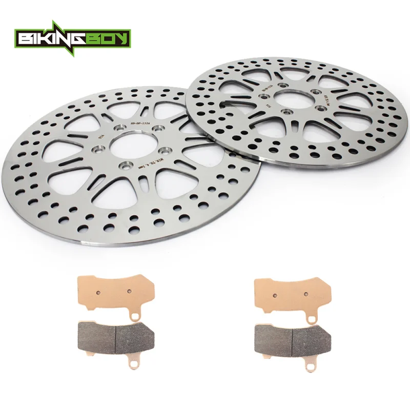 BIKINGBOY For Harley Touring FLHR Road King Electra Glide Classic Street Glide 11 12 13 Front Brake Disks Discs Brake Pads