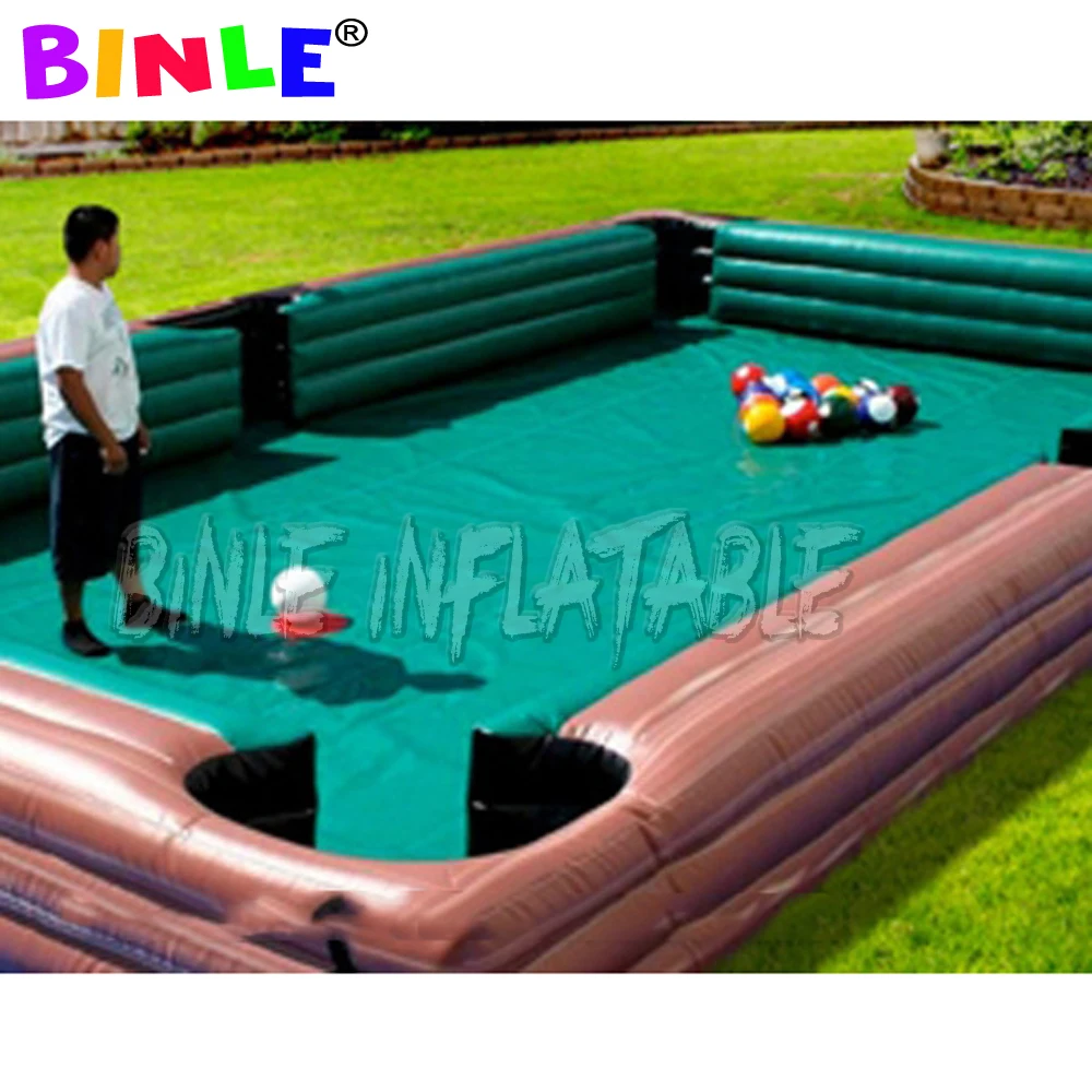 9x6m Outdoor Or Indoor Giant Inflatable Snooker Football Pool Table Human Soccer Billiards Sports Field For Coporate Events Game